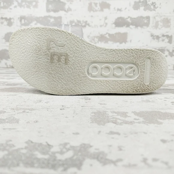 New ECCO Womens Corksphere Leather Grey Tong Sandals D241 - Picture 8 of 13